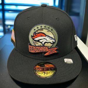 New Era 59Fifty Denver Broncos Salute To Service Black Fitted Sz 7 3/8 Hat Cap